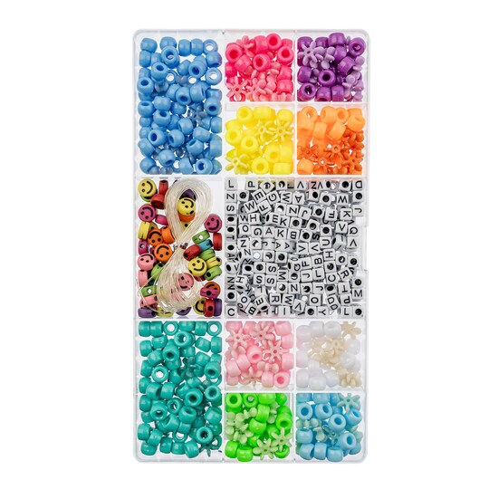 John Bead 600-Piece Assorted Plastic Alphabet Pony Beads Jewelry Making Beads Box